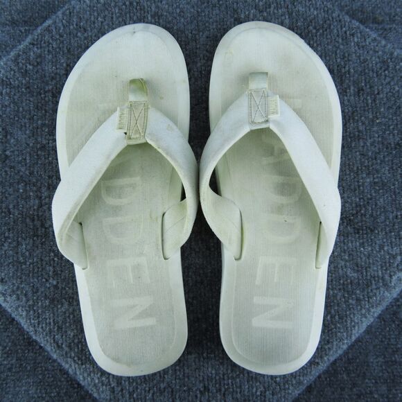 Madden Beachy Men Flip Flop‎ Sandals Off White Synthetic Slip On Size 9 Medium - Picture 6 of 10